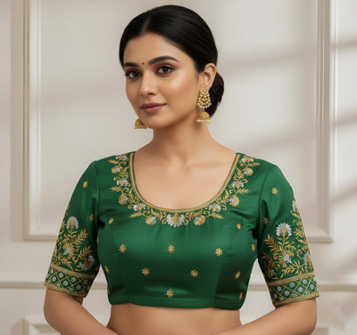 VIJ & MON Art Silk Embroidered Blouse Material