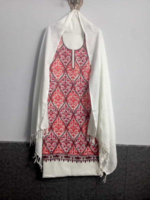 Mem ji creations Wool Embroidered Salwar Suit Material