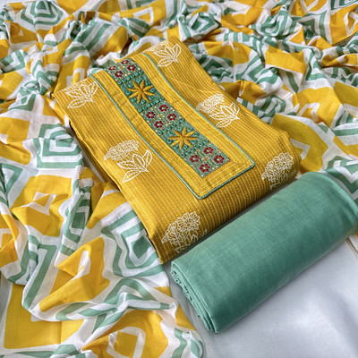 krishna boutique Pure Cotton Printed Salwar Suit Material