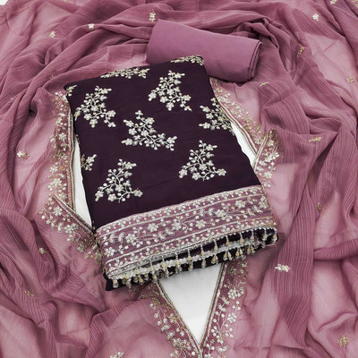 BlissFlair Georgette Embroidered Kurta Fabric