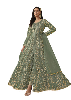 IYALAFAB Net/Lace Embroidered Salwar Suit Material