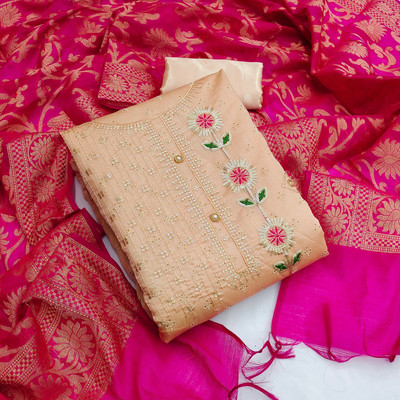 Shadow & Saining Chanderi Self Design Salwar Suit Material