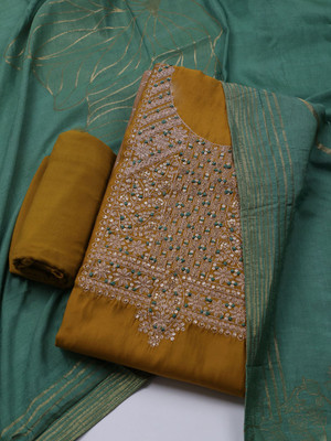 Meena Bazaar Chanderi Embroidered Salwar Suit Material