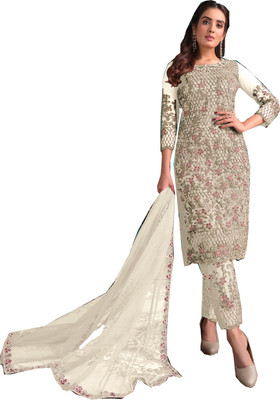 RUDRAPRAYAG Net/Lace Embroidered Salwar Suit Material