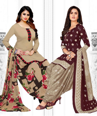 ANIRAV Crepe Solid, Printed, Geometric Print Salwar Suit Material