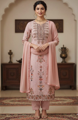 RIDDHI Georgette Embroidered Salwar Suit Material
