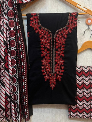 Meghdoot Textiles Pure Cotton Floral Print, Chevron/Zig Zag Salwar Suit Material