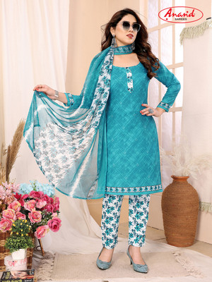 ANAND Crepe Floral Print Salwar Suit Material