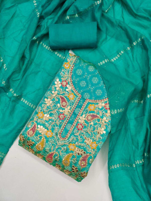HouseOfCommon Chanderi Embroidered Salwar Suit Material