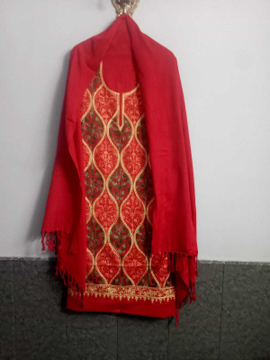 Mem ji creations Wool Embroidered Salwar Suit Material