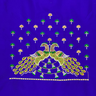 KASHTBHANJAN Pure Silk Embroidered Blouse Material