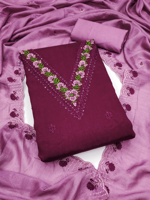 Divastri Silk Blend Embroidered Salwar Suit Material
