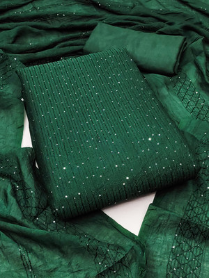 Leeza Store Chanderi Solid, Self Design, Striped Salwar Suit Material