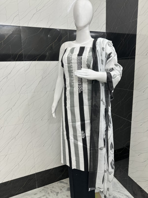 qalb luxuria Pure Cotton Striped Salwar Suit Material