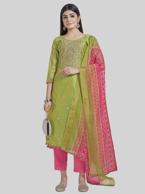 Tavas Chanderi Embroidered Salwar Suit Material