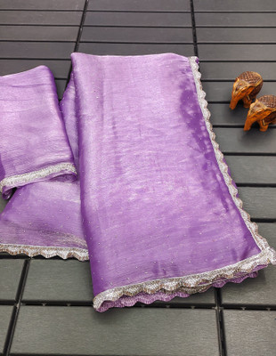 ZOYAL ENTERPRISE Solid/Plain Bollywood Brasso Saree(Purple)