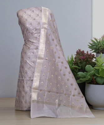 Pahnawa handlooms Cotton Silk Self Design, Striped Salwar Suit Material