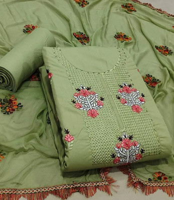 morvinandan Cotton Blend Embroidered Salwar Suit Material