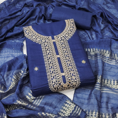 Fasdest Cotton Silk Embroidered Salwar Suit Material