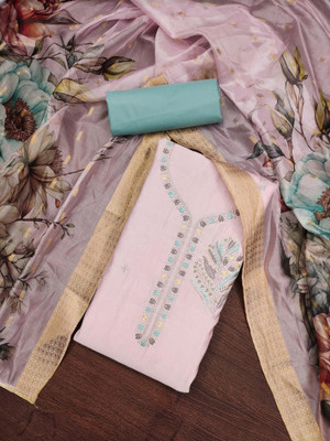 Blissta Silk Blend Embroidered Salwar Suit Material