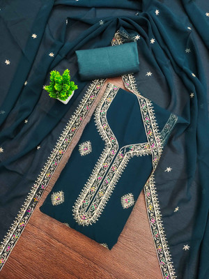 Shadow & Saining Georgette Embroidered Salwar Suit Material