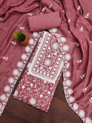 Divastri Silk Blend Embroidered Salwar Suit Material