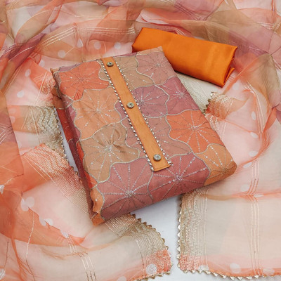 Aaradhya Wholeseler Chanderi Embroidered, Printed Kurta & Churidar Material