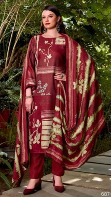 Ambar Lifestyle Wool Floral Print, Self Design, Geometric Print, Striped Salwar Suit Material