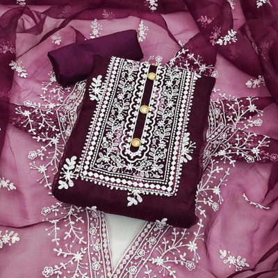 BRJ NX Organza Embroidered Salwar Suit Material