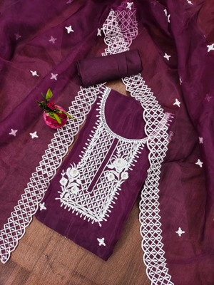 Blissta Organza Embroidered Salwar Suit Material