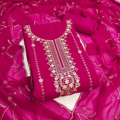HMP Fashion Georgette Embroidered Salwar Suit Material