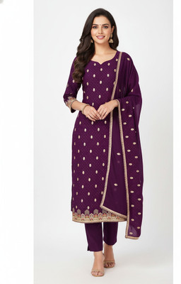 rang rani textiles Chanderi Embroidered Salwar Suit Material