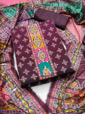 FLAPION CREATION Art Silk Graphic Print Salwar Suit Material