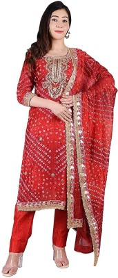 pk hub Art Silk Embroidered Salwar Suit Material