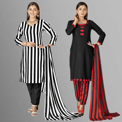 Kashvi Crepe Solid, Striped Salwar Suit Material