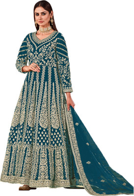 SHAFNUFAB Net/Lace Embroidered Gown/Anarkali Kurta & Bottom Material