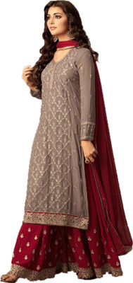 NF FAB Georgette Embroidered Gown/Anarkali Kurta & Bottom Material
