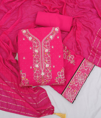 krupa fashion Cotton Silk Embroidered Salwar Suit Material