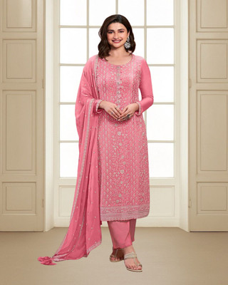 Dealbazaars Corporation Silk Blend Embroidered, Embellished, Self Design Salwar Suit Material