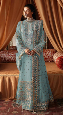 Shoponbit Georgette Embroidered Salwar Suit Material