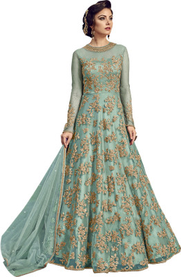 DEVAANSHFAB Net/Lace Embroidered Gown/Anarkali Kurta & Bottom Material