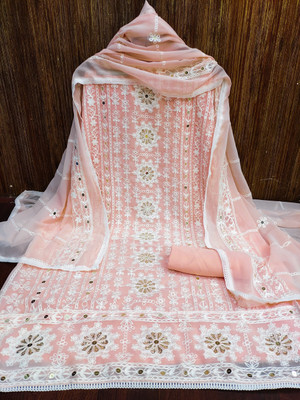 HOUSEEOFCOMMON Georgette Embroidered Salwar Suit Material