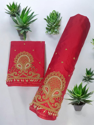 SM FASHION Silk Blend Embroidered Blouse Material