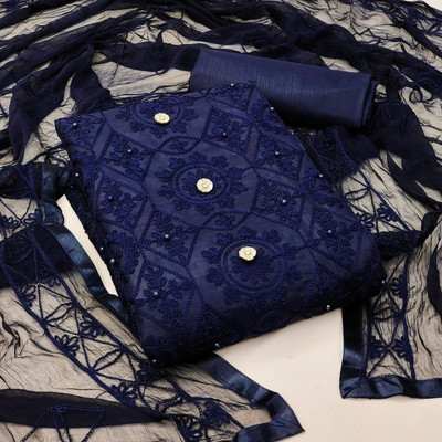 Stylecircle Cotton Blend Embroidered Kurta & Churidar Material