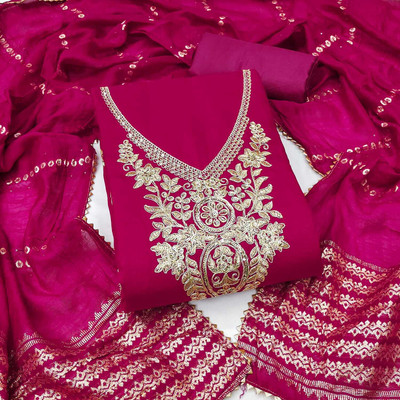 AP FAB Silk Blend Embroidered Salwar Suit Material