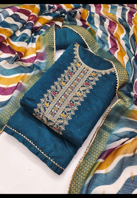 Tavas Chanderi Embroidered Salwar Suit Material