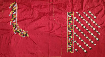 aai k Silk Blend Embroidered Blouse Material