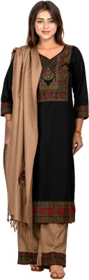 Indo Essence Wool Embroidered Kurta & Palazzo Material