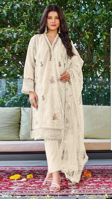 Fashion Care Organza Embroidered Salwar Suit Material