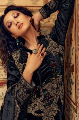Kharatis Velvet Embroidered Salwar Suit Material
